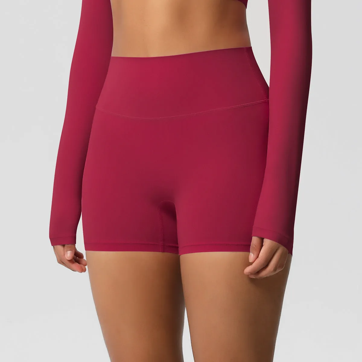 High-Waisted Solid Yoga and Fitness Shorts for Active Comfort