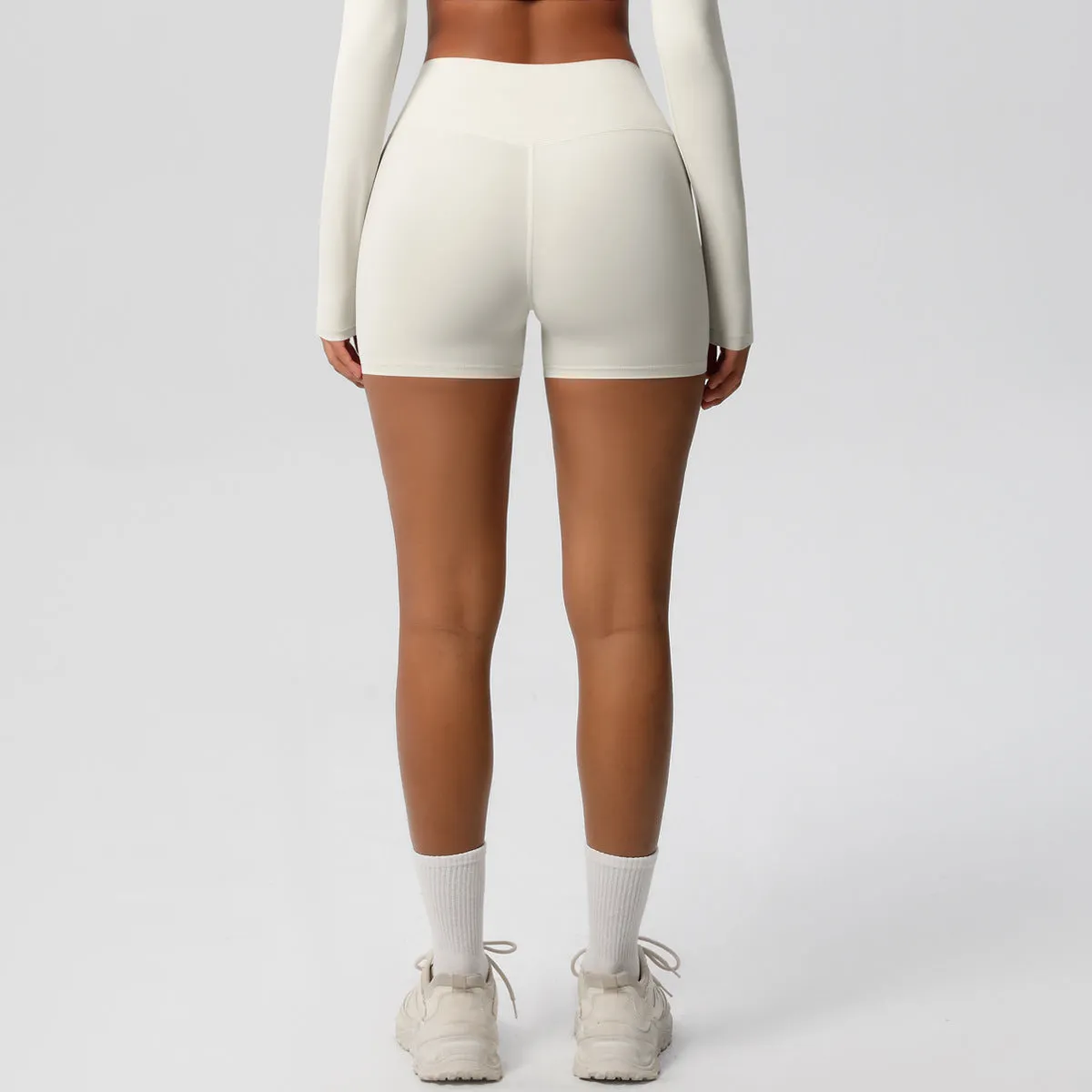 High-Waisted Solid Yoga and Fitness Shorts for Active Comfort