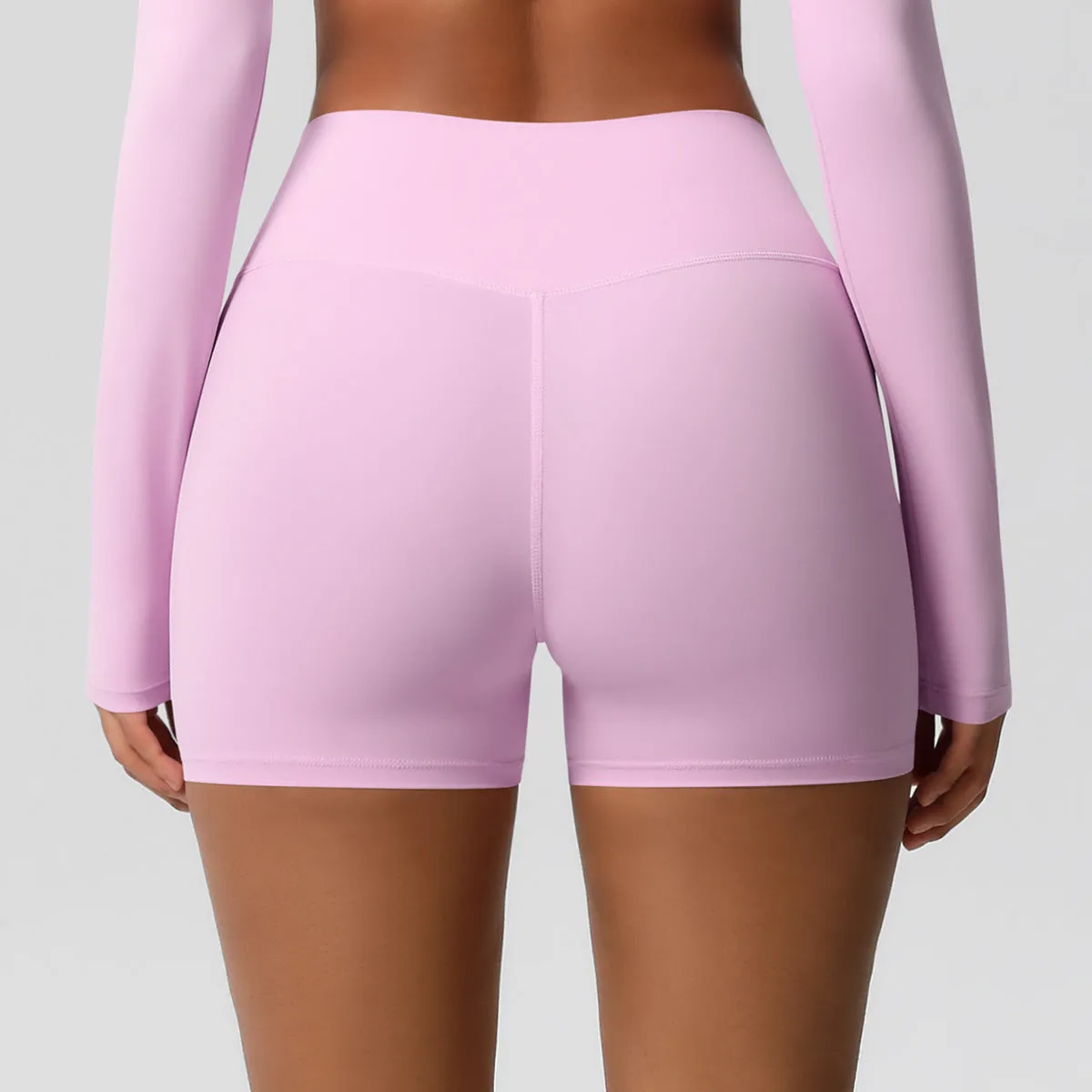 High-Waisted Solid Yoga and Fitness Shorts for Active Comfort