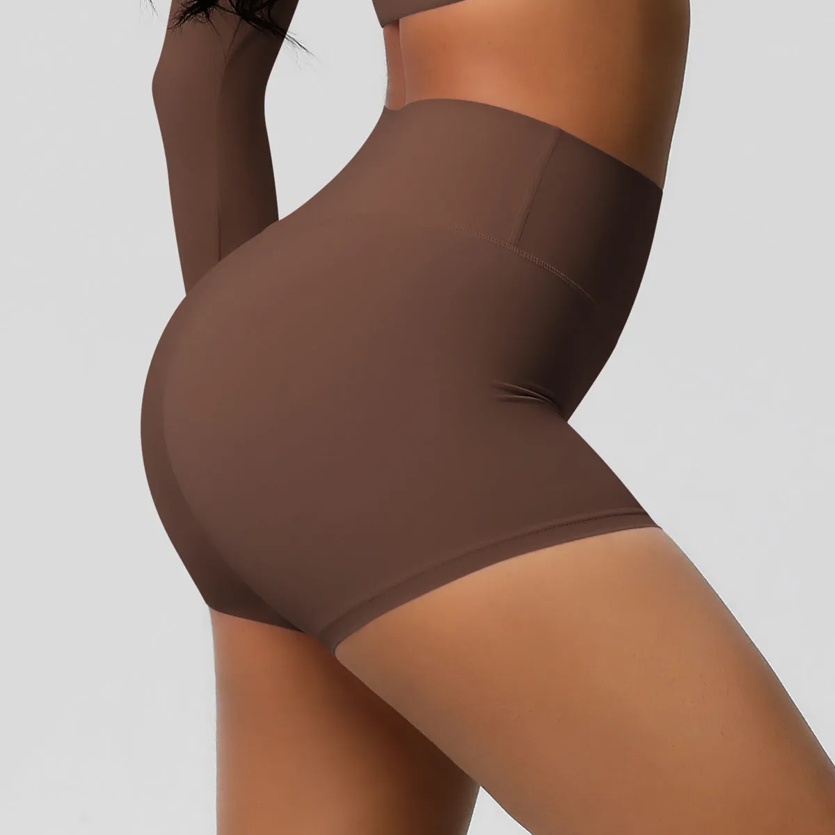 High-Waisted Solid Yoga and Fitness Shorts for Active Comfort
