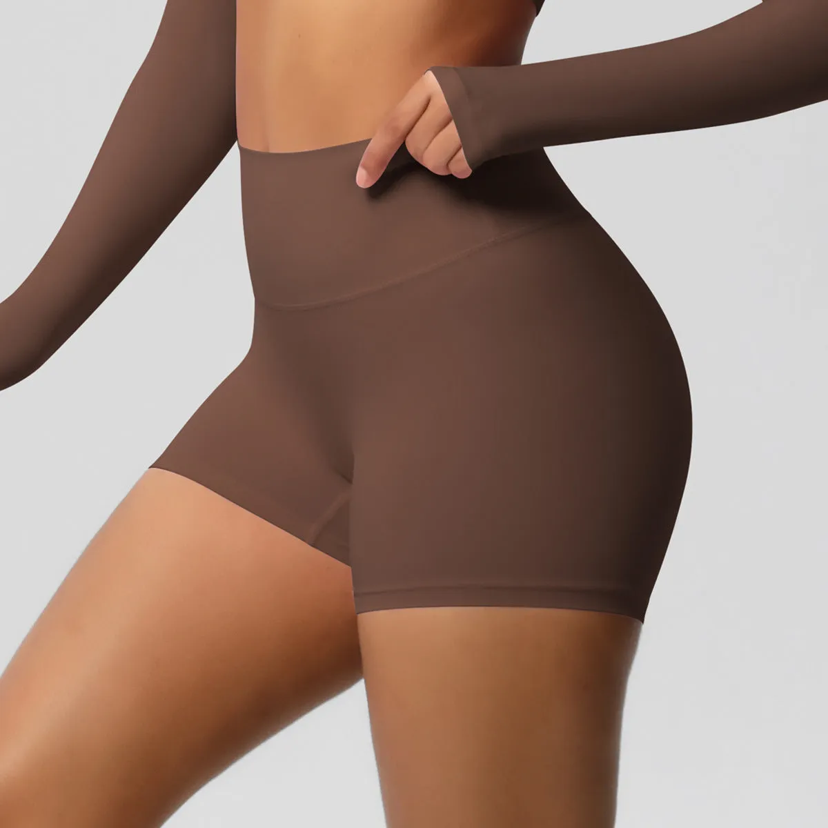 High-Waisted Solid Yoga and Fitness Shorts for Active Comfort