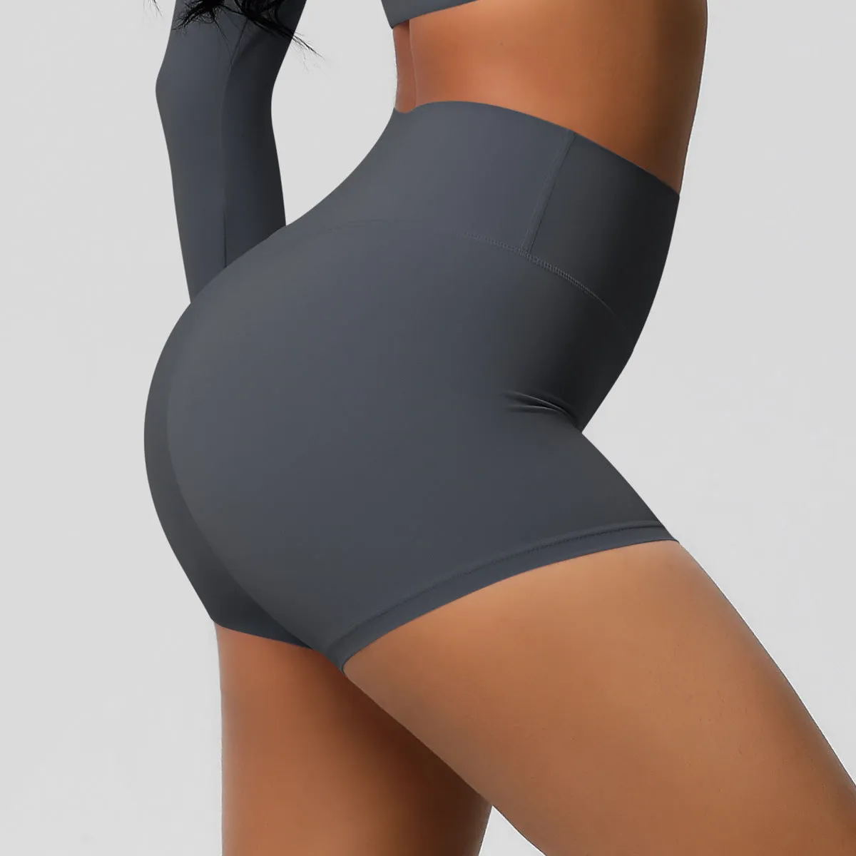 High-Waisted Solid Yoga and Fitness Shorts for Active Comfort