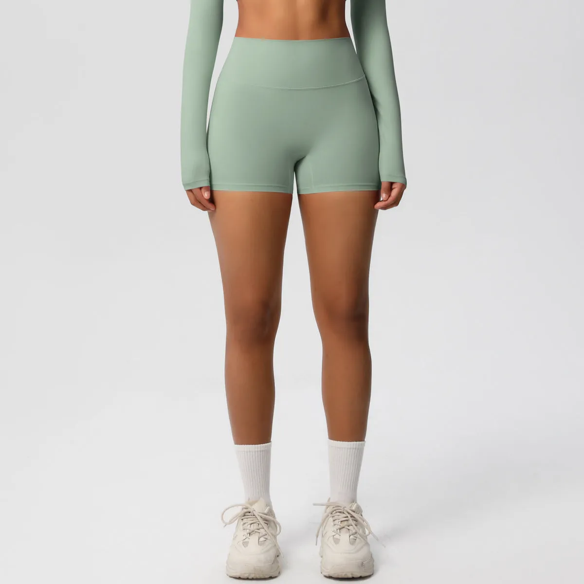High-Waisted Solid Yoga and Fitness Shorts for Active Comfort