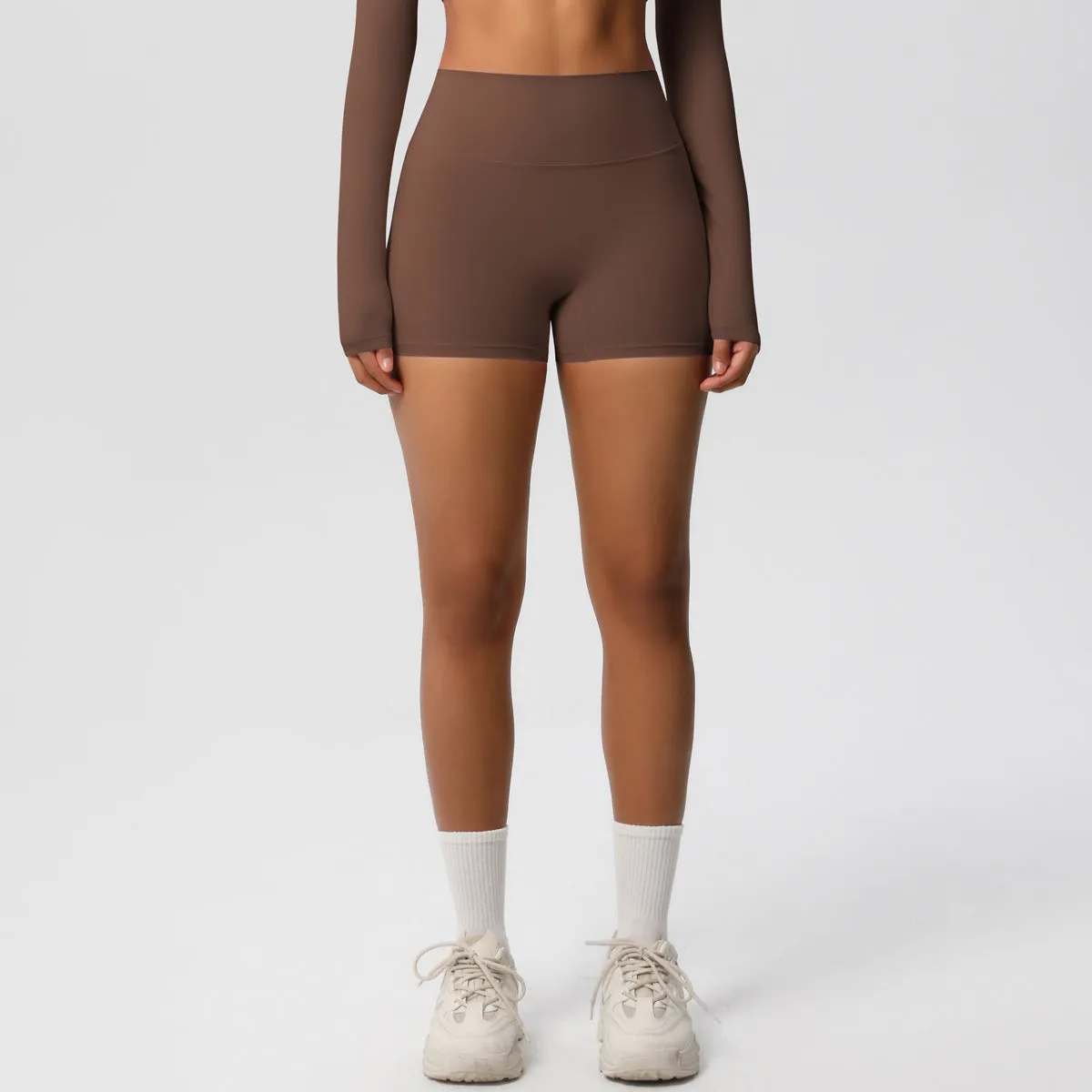 High-Waisted Solid Yoga and Fitness Shorts for Active Comfort