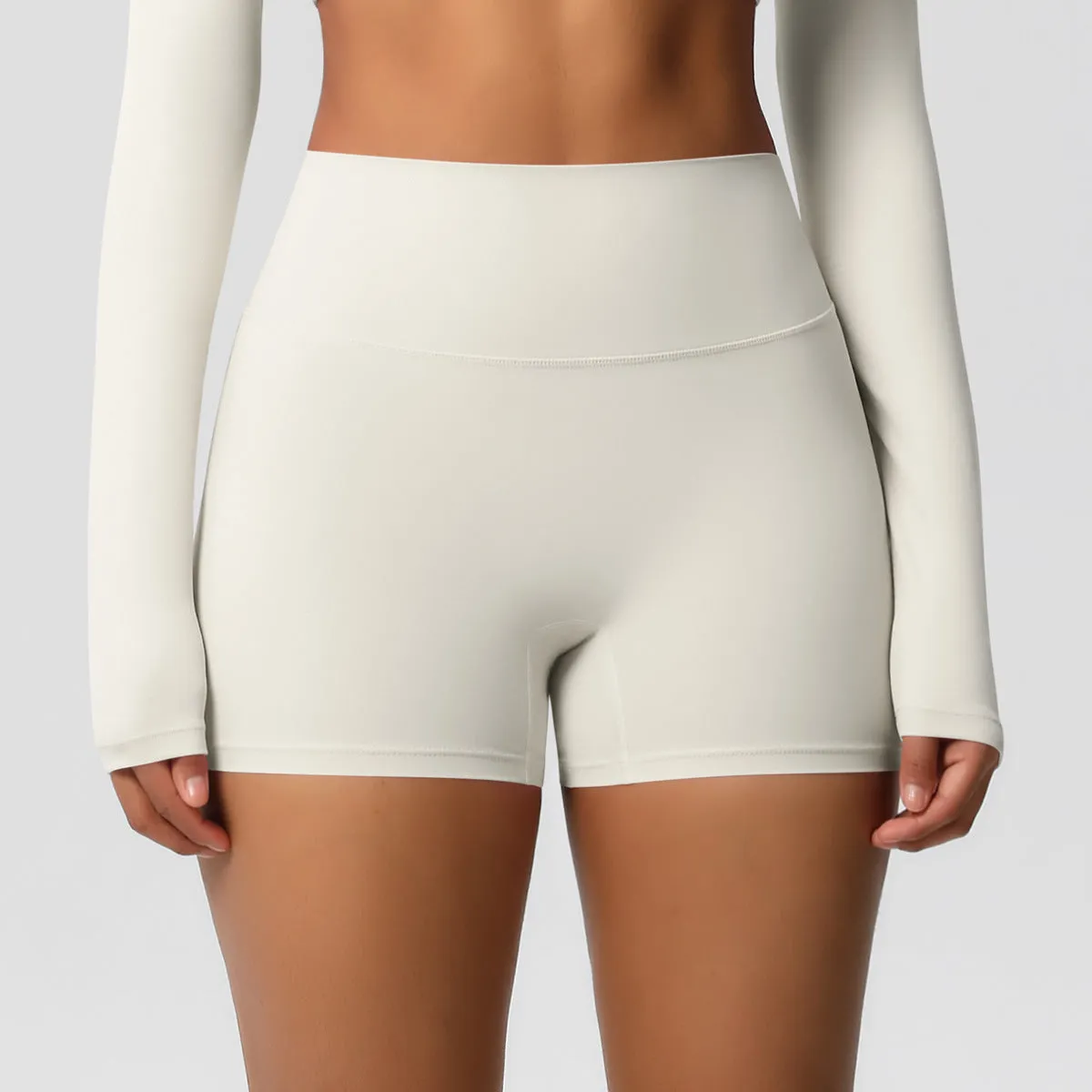 High-Waisted Solid Yoga and Fitness Shorts for Active Comfort