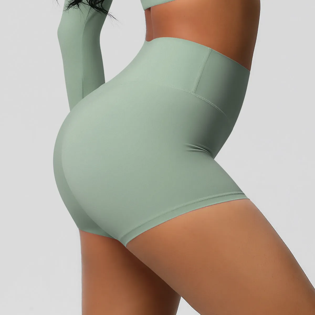 High-Waisted Solid Yoga and Fitness Shorts for Active Comfort