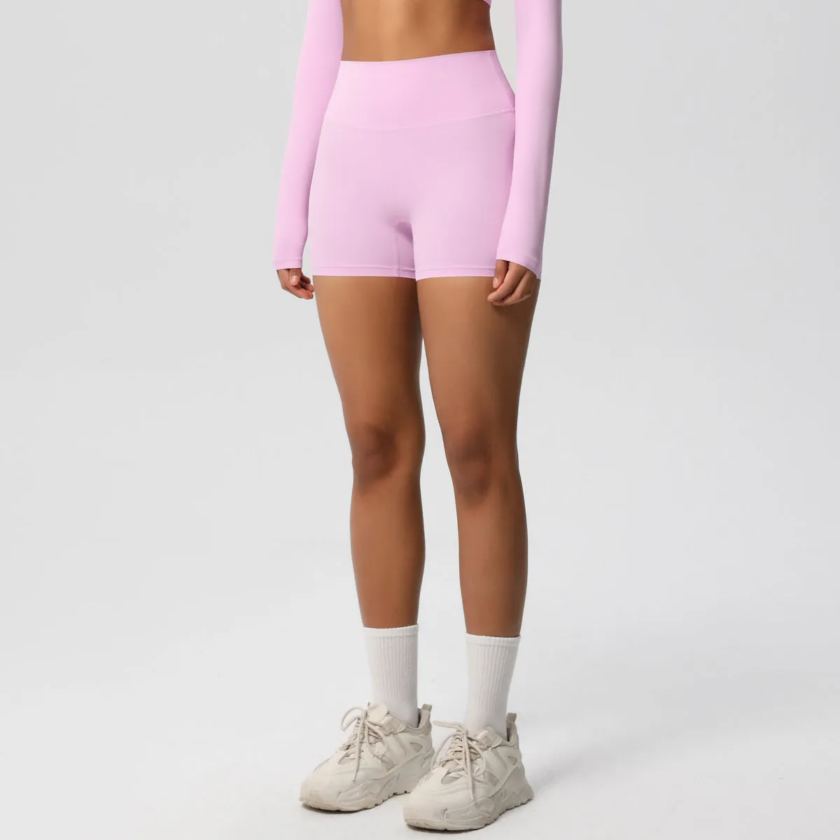 High-Waisted Solid Yoga and Fitness Shorts for Active Comfort
