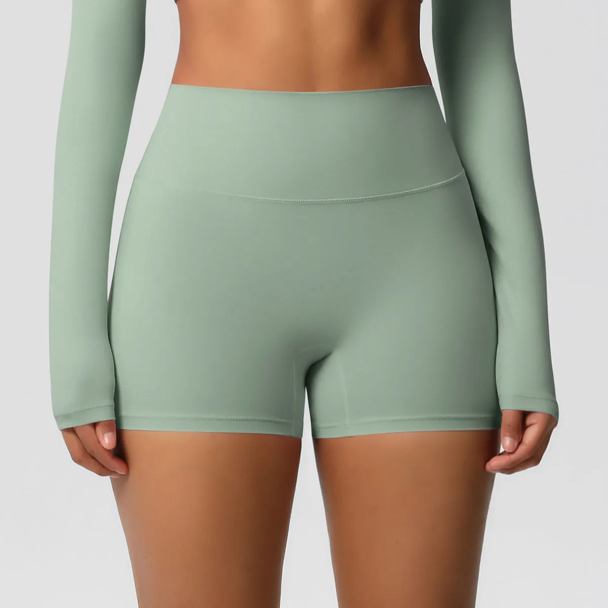 High-Waisted Solid Yoga and Fitness Shorts for Active Comfort