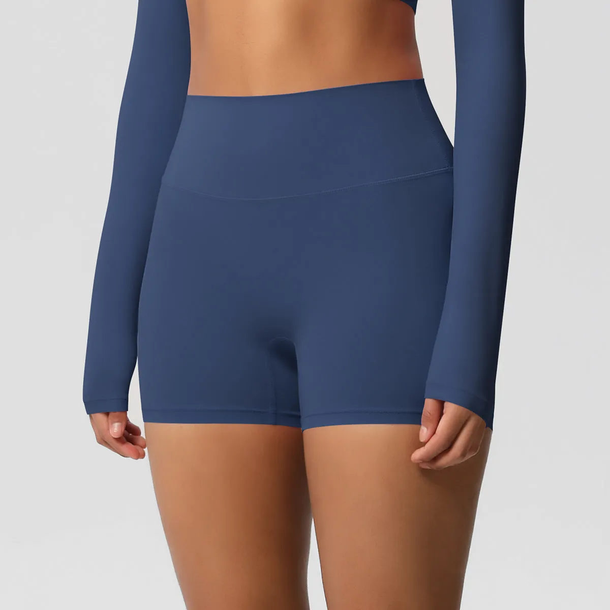High-Waisted Solid Yoga and Fitness Shorts for Active Comfort