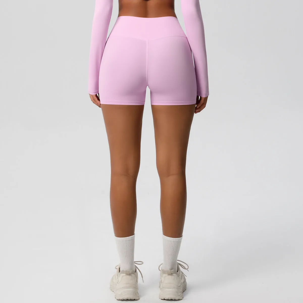 High-Waisted Solid Yoga and Fitness Shorts for Active Comfort