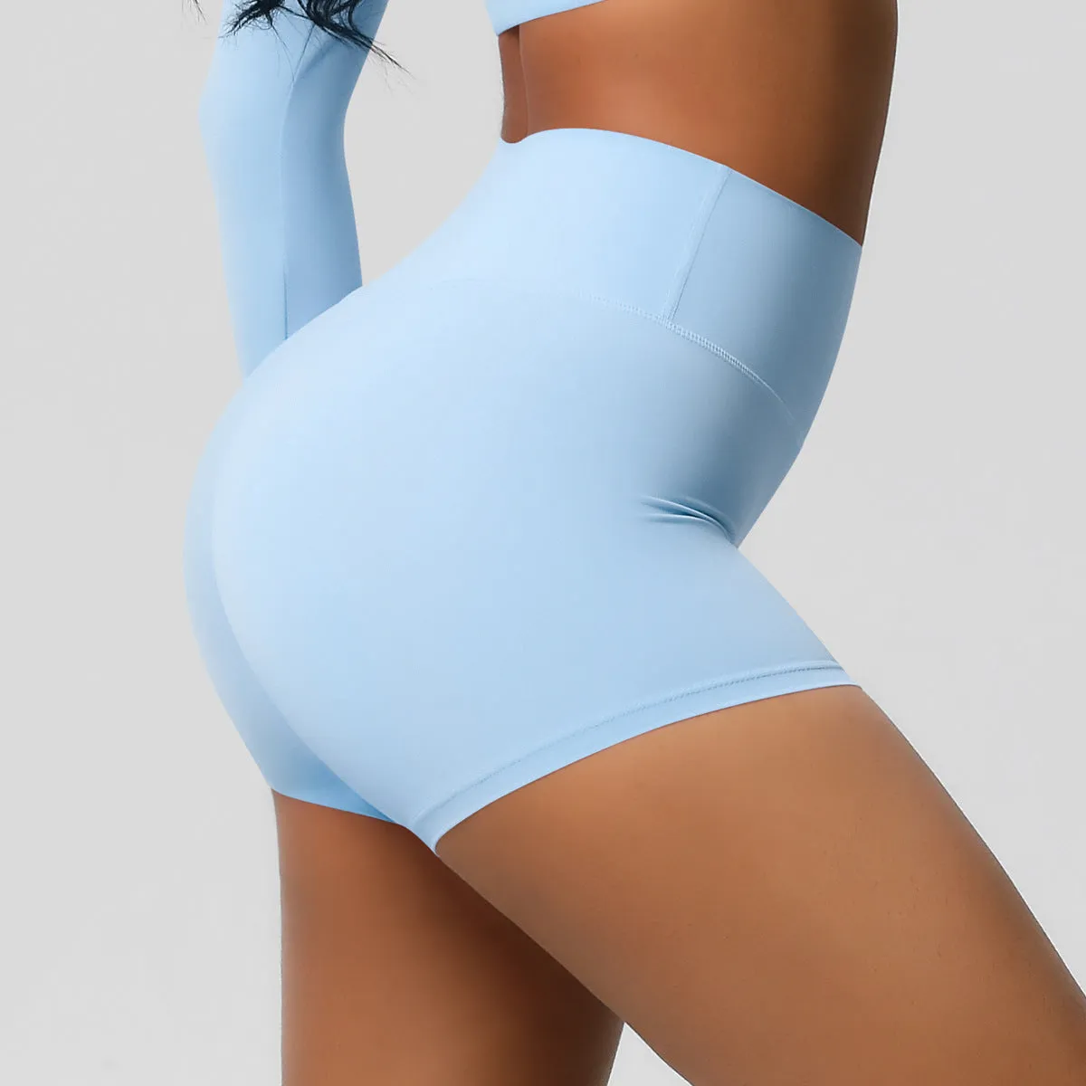 High-Waisted Solid Yoga and Fitness Shorts for Active Comfort