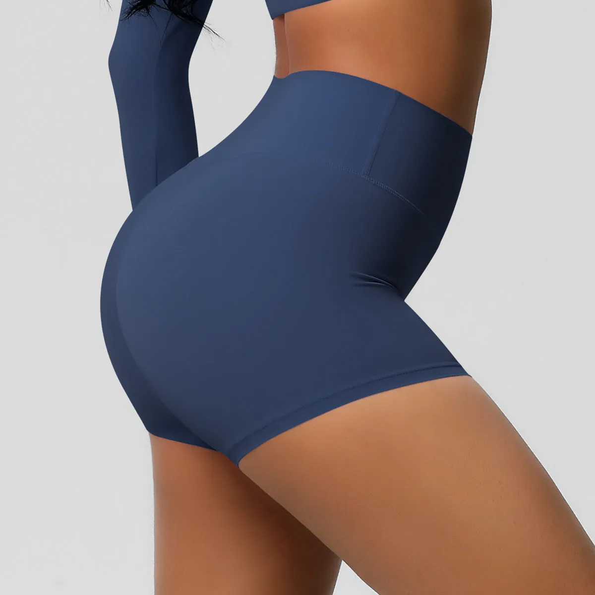 High-Waisted Solid Yoga and Fitness Shorts for Active Comfort