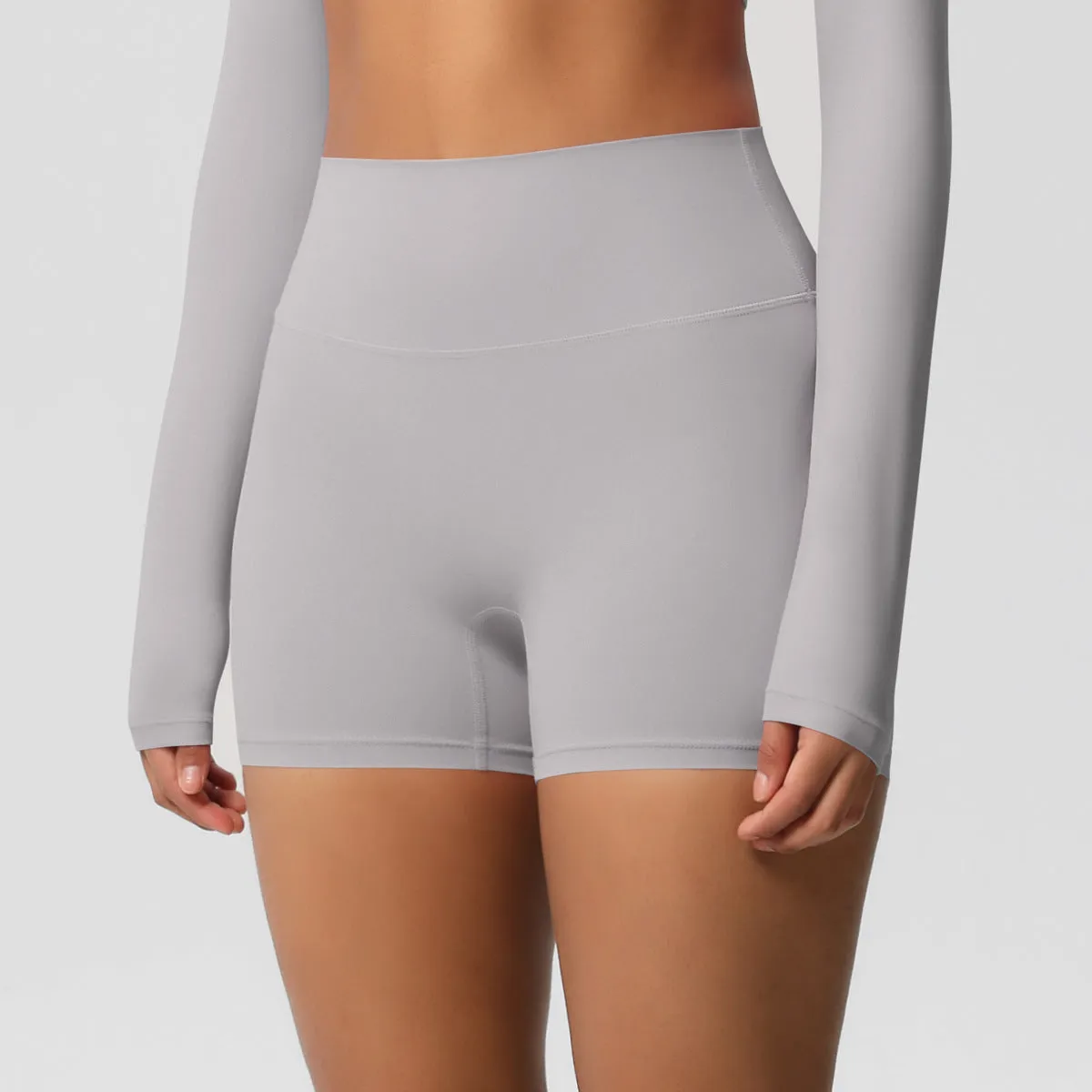 High-Waisted Solid Yoga and Fitness Shorts for Active Comfort