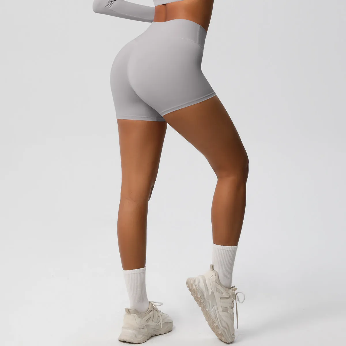 High-Waisted Solid Yoga and Fitness Shorts for Active Comfort
