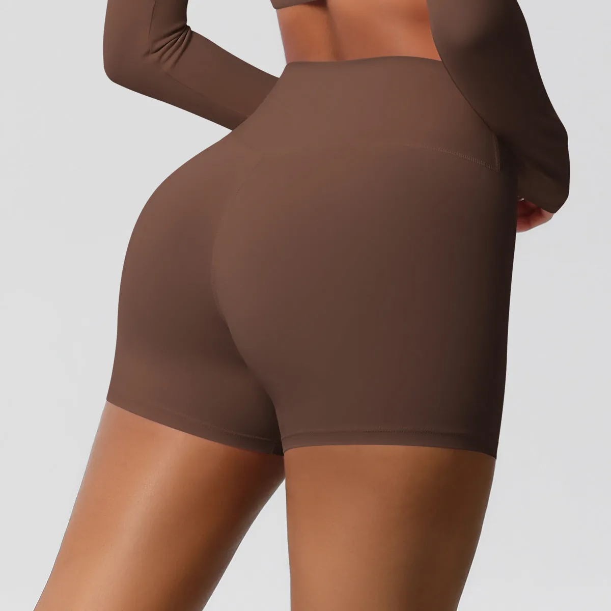 High-Waisted Solid Yoga and Fitness Shorts for Active Comfort
