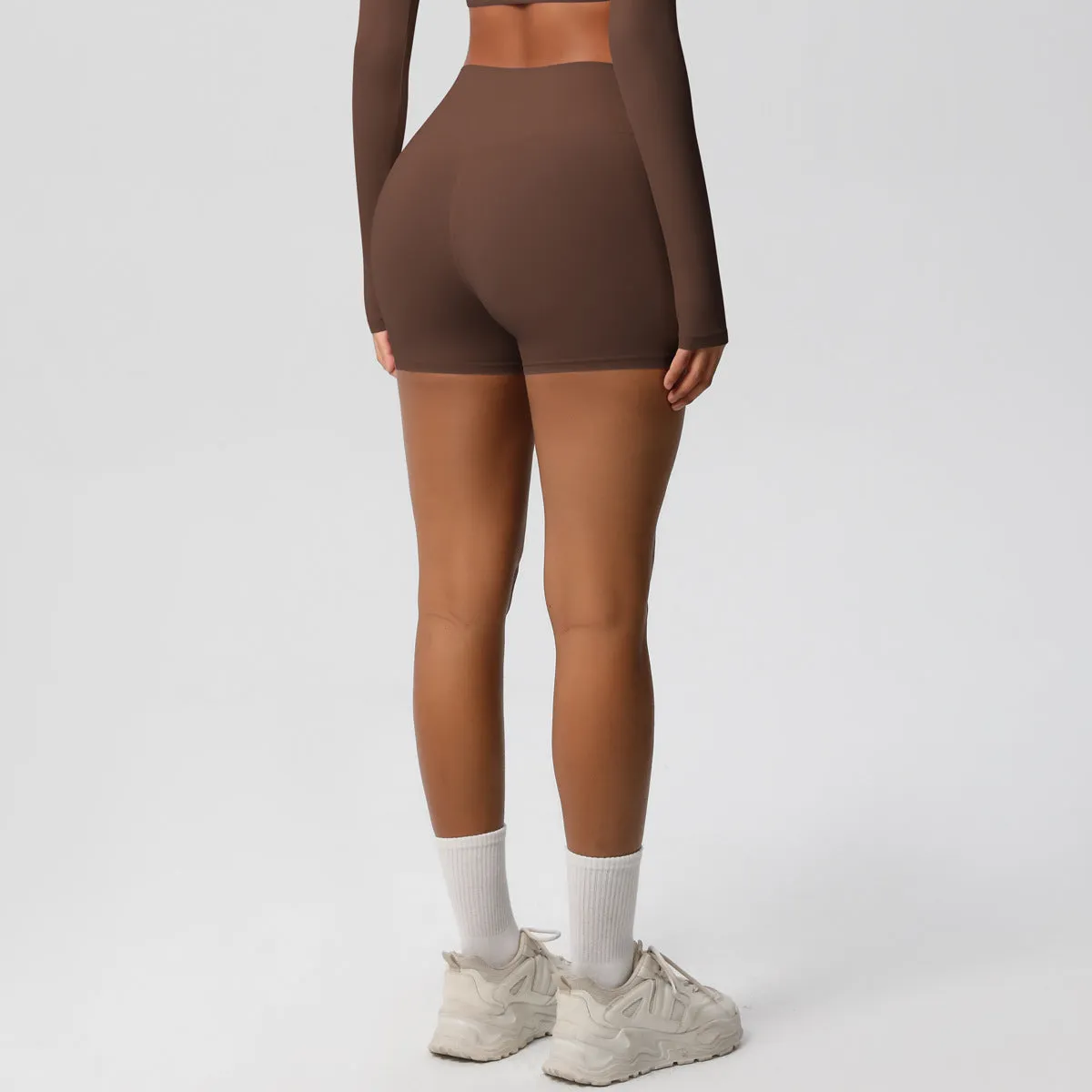 High-Waisted Solid Yoga and Fitness Shorts for Active Comfort