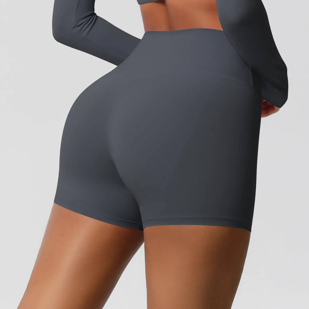 High-Waisted Solid Yoga and Fitness Shorts for Active Comfort