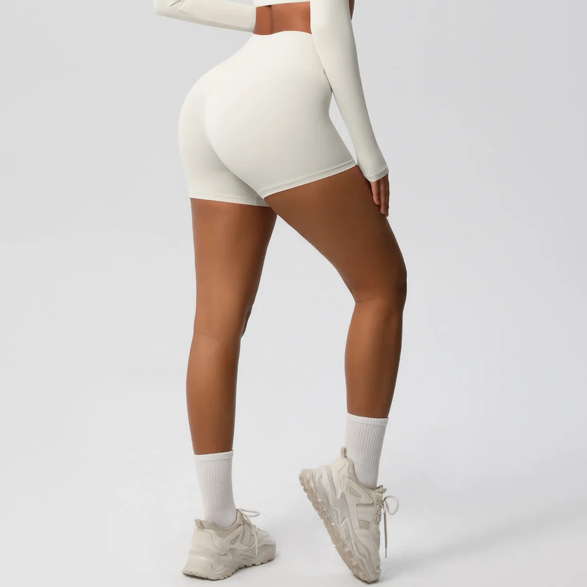 High-Waisted Solid Yoga and Fitness Shorts for Active Comfort