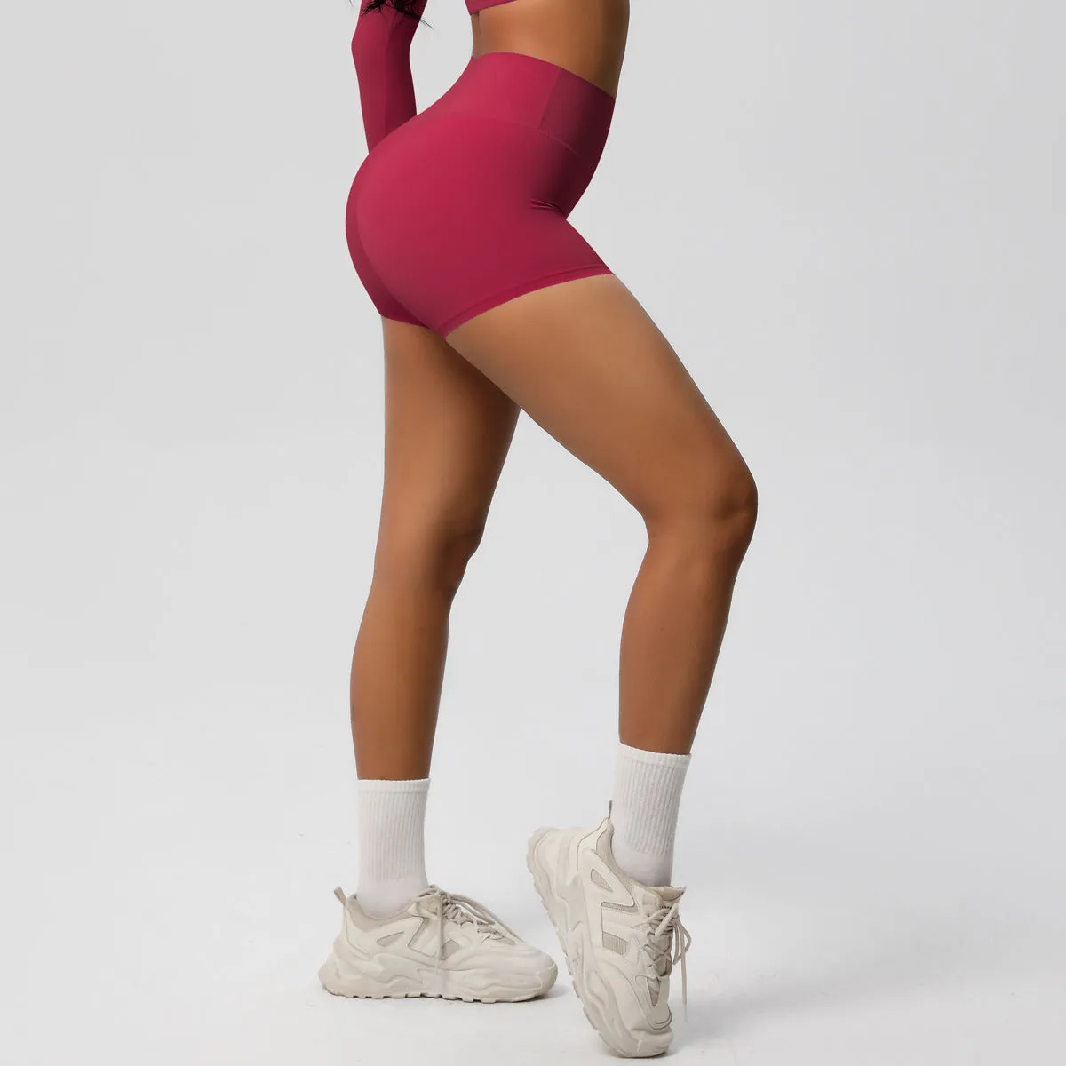 High-Waisted Solid Yoga and Fitness Shorts for Active Comfort