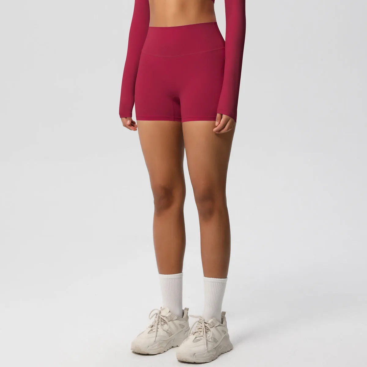 High-Waisted Solid Yoga and Fitness Shorts for Active Comfort