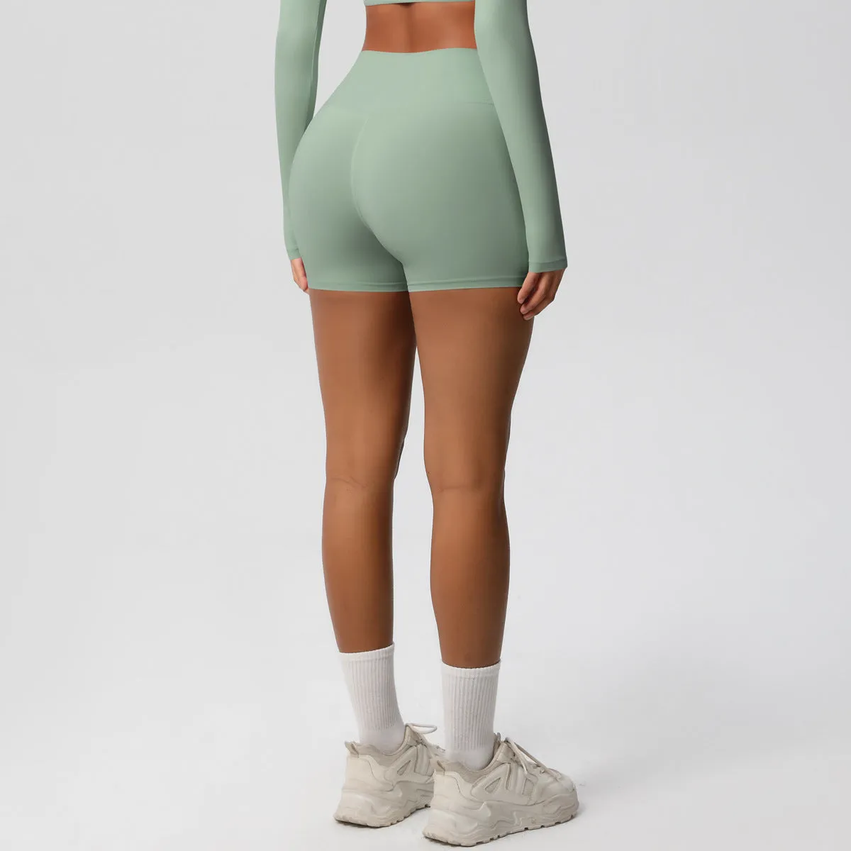 High-Waisted Solid Yoga and Fitness Shorts for Active Comfort