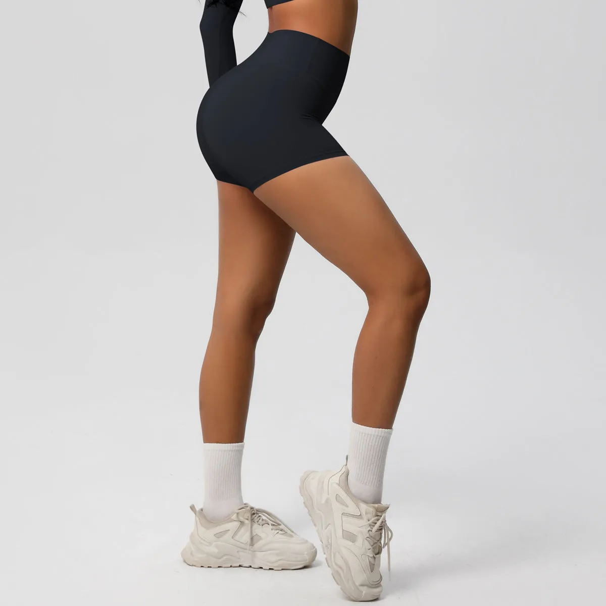 High-Waisted Solid Yoga and Fitness Shorts for Active Comfort