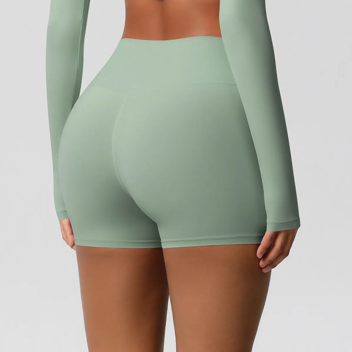 High-Waisted Solid Yoga and Fitness Shorts for Active Comfort