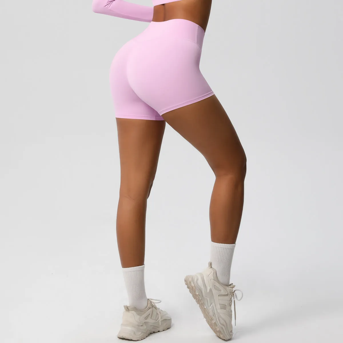 High-Waisted Solid Yoga and Fitness Shorts for Active Comfort