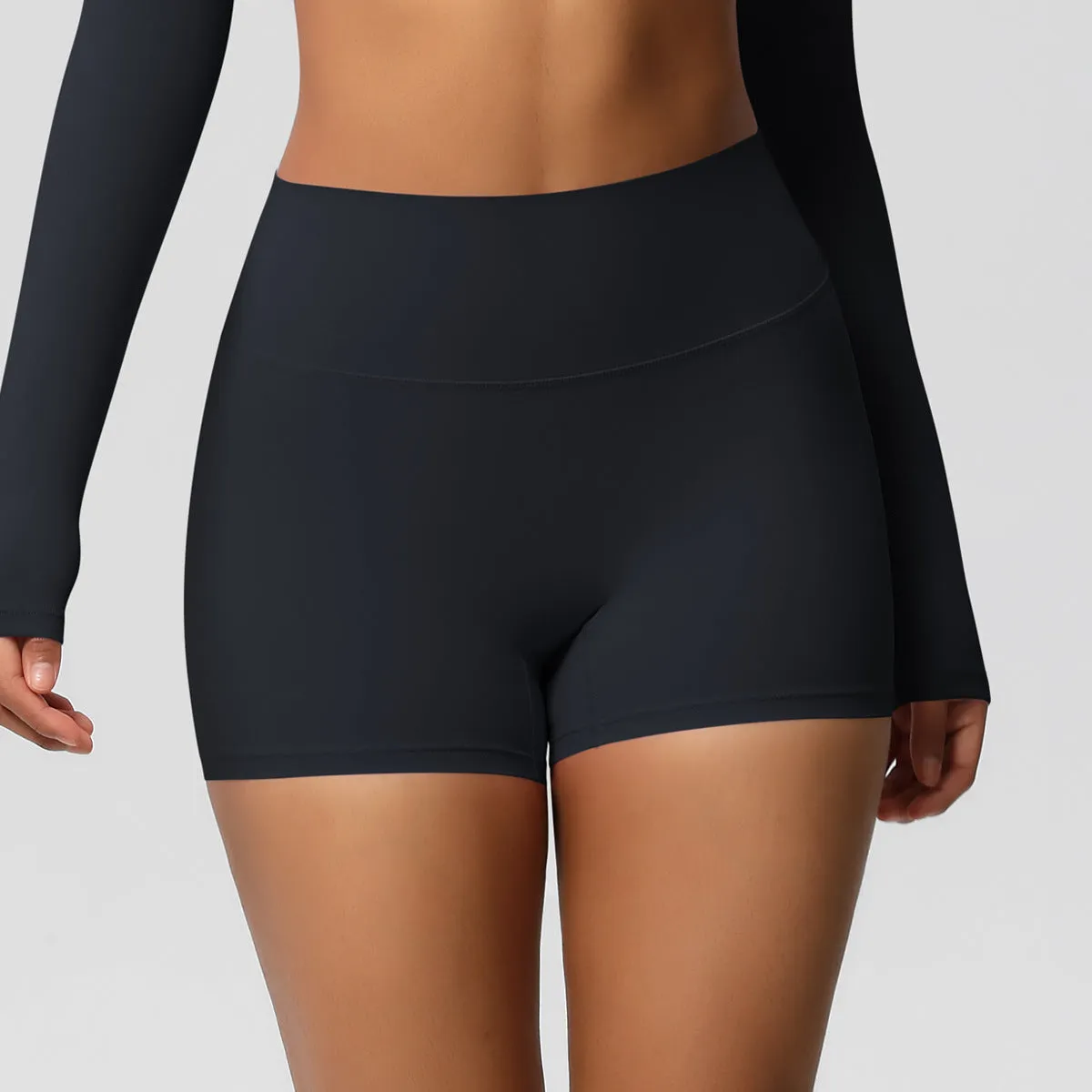 High-Waisted Solid Yoga and Fitness Shorts for Active Comfort