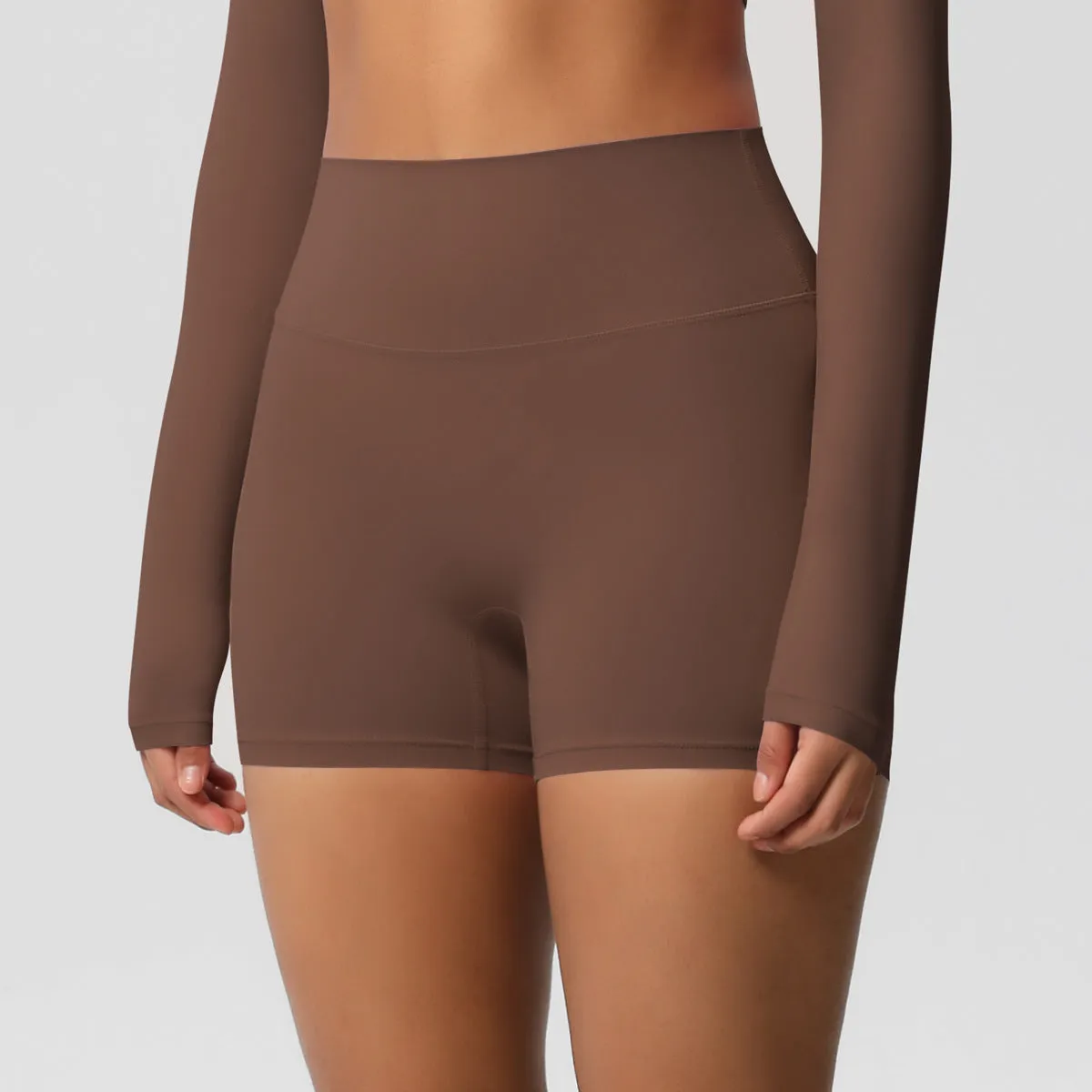 High-Waisted Solid Yoga and Fitness Shorts for Active Comfort