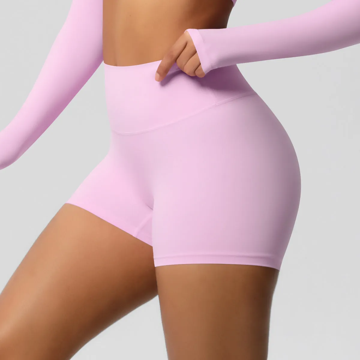 High-Waisted Solid Yoga and Fitness Shorts for Active Comfort