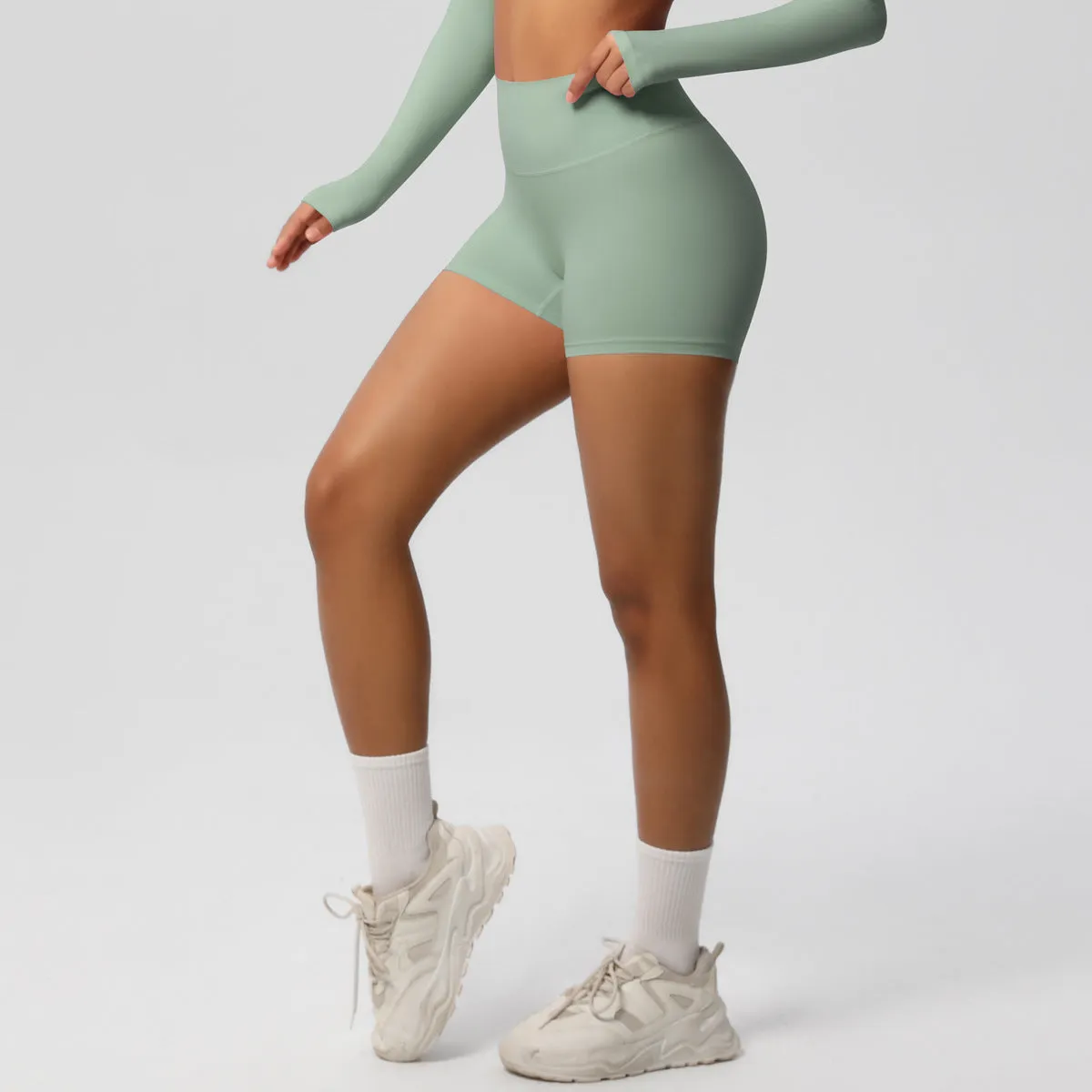 High-Waisted Solid Yoga and Fitness Shorts for Active Comfort