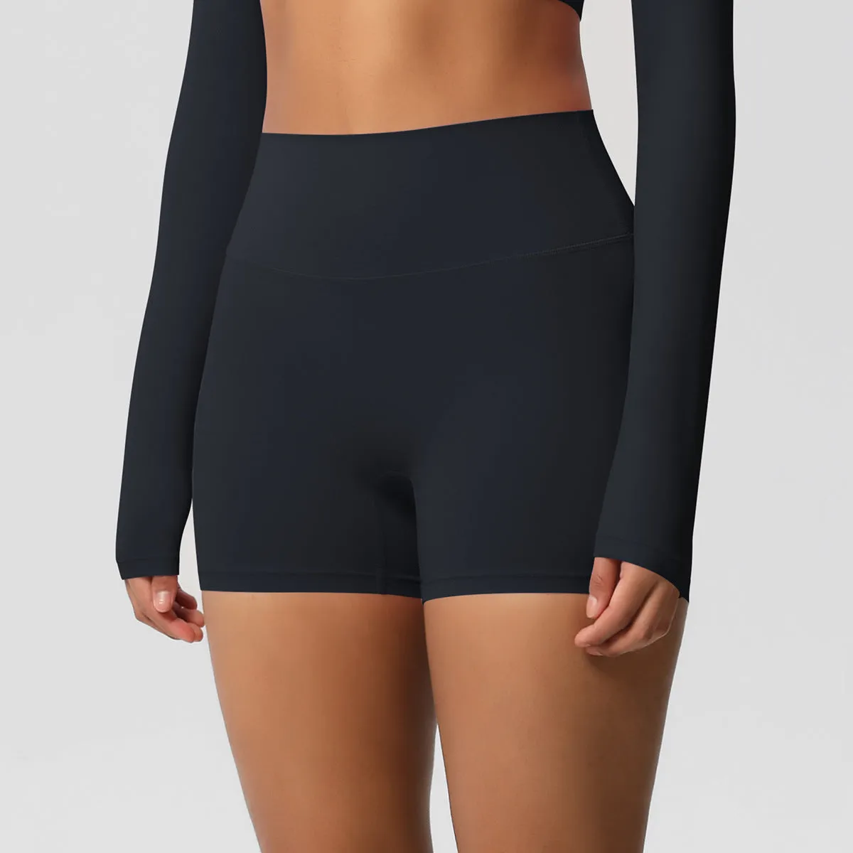High-Waisted Solid Yoga and Fitness Shorts for Active Comfort