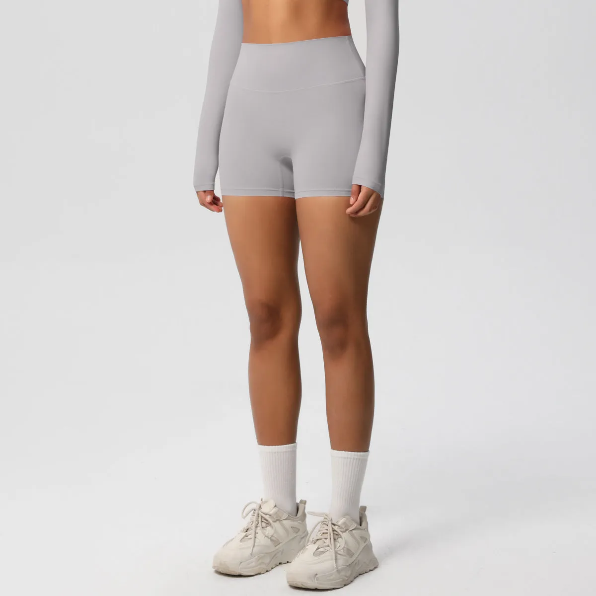 High-Waisted Solid Yoga and Fitness Shorts for Active Comfort