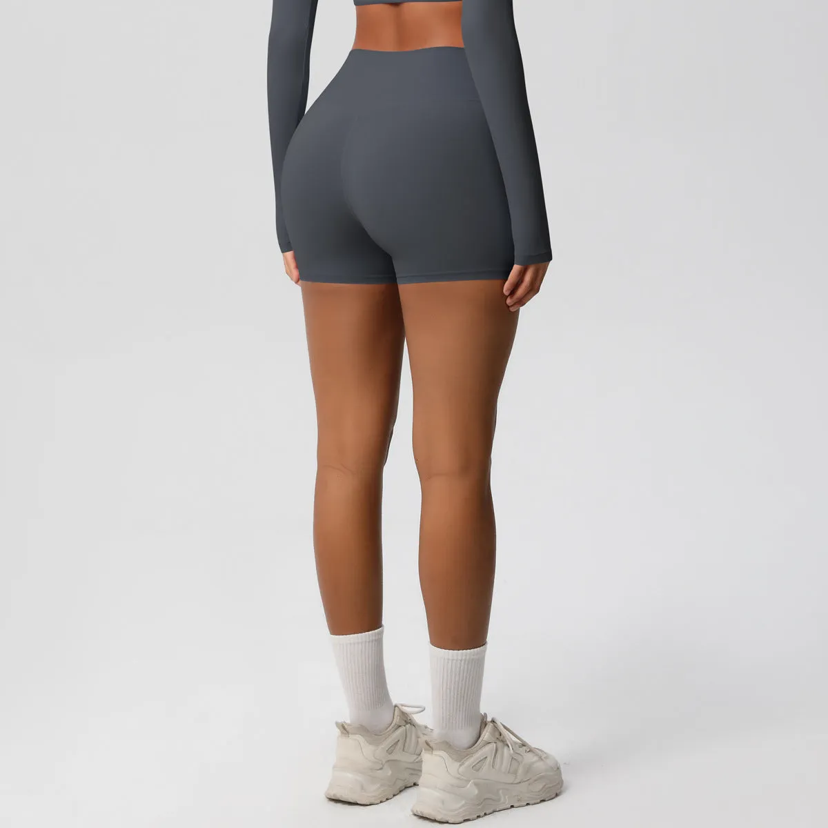 High-Waisted Solid Yoga and Fitness Shorts for Active Comfort