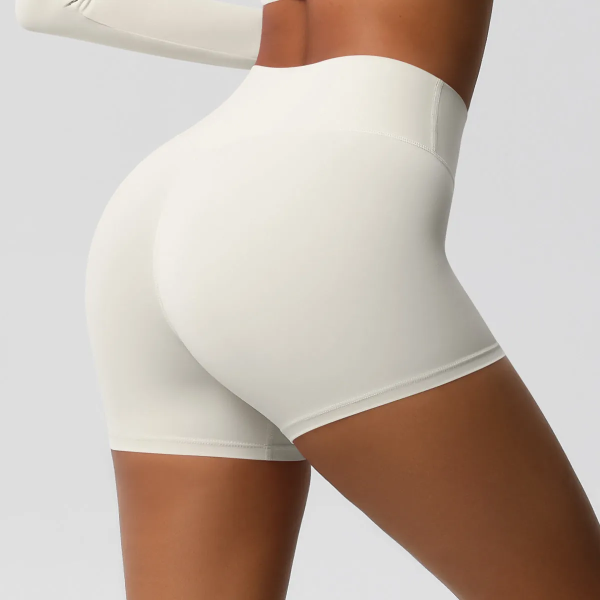 High-Waisted Solid Yoga and Fitness Shorts for Active Comfort