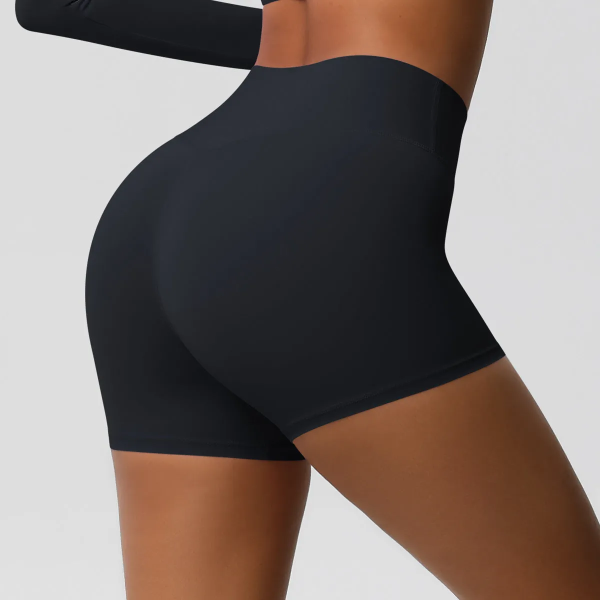 High-Waisted Solid Yoga and Fitness Shorts for Active Comfort