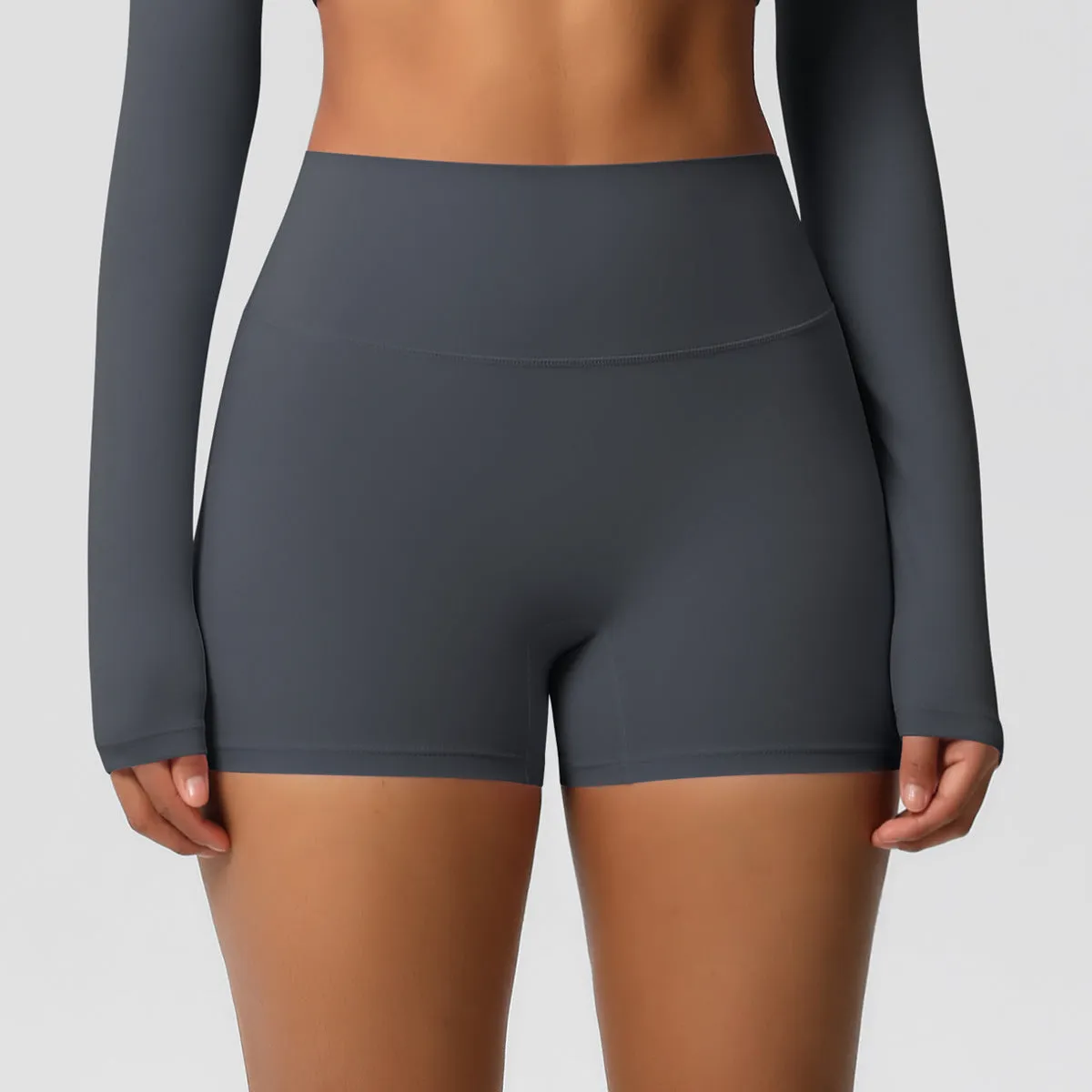 High-Waisted Solid Yoga and Fitness Shorts for Active Comfort