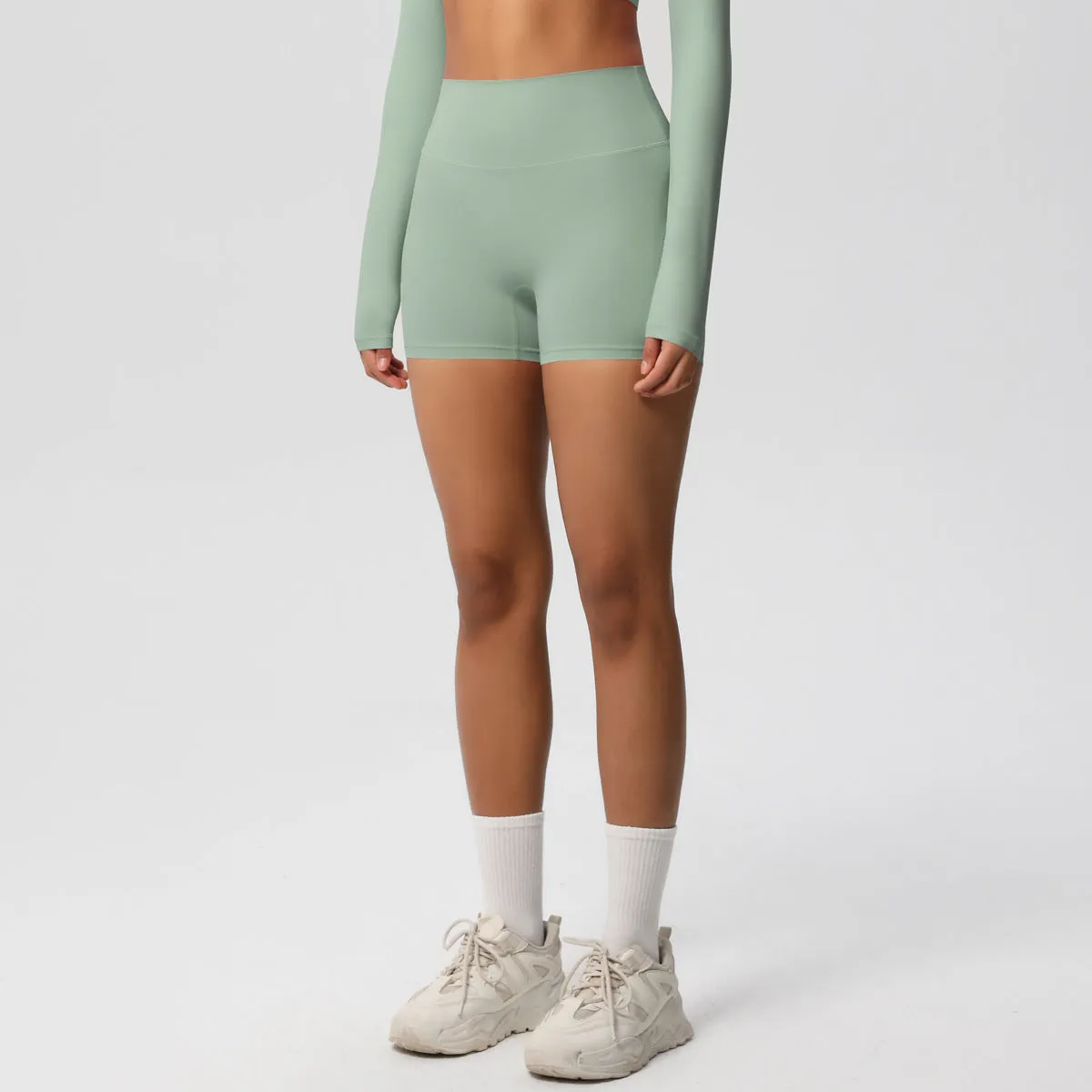 High-Waisted Solid Yoga and Fitness Shorts for Active Comfort