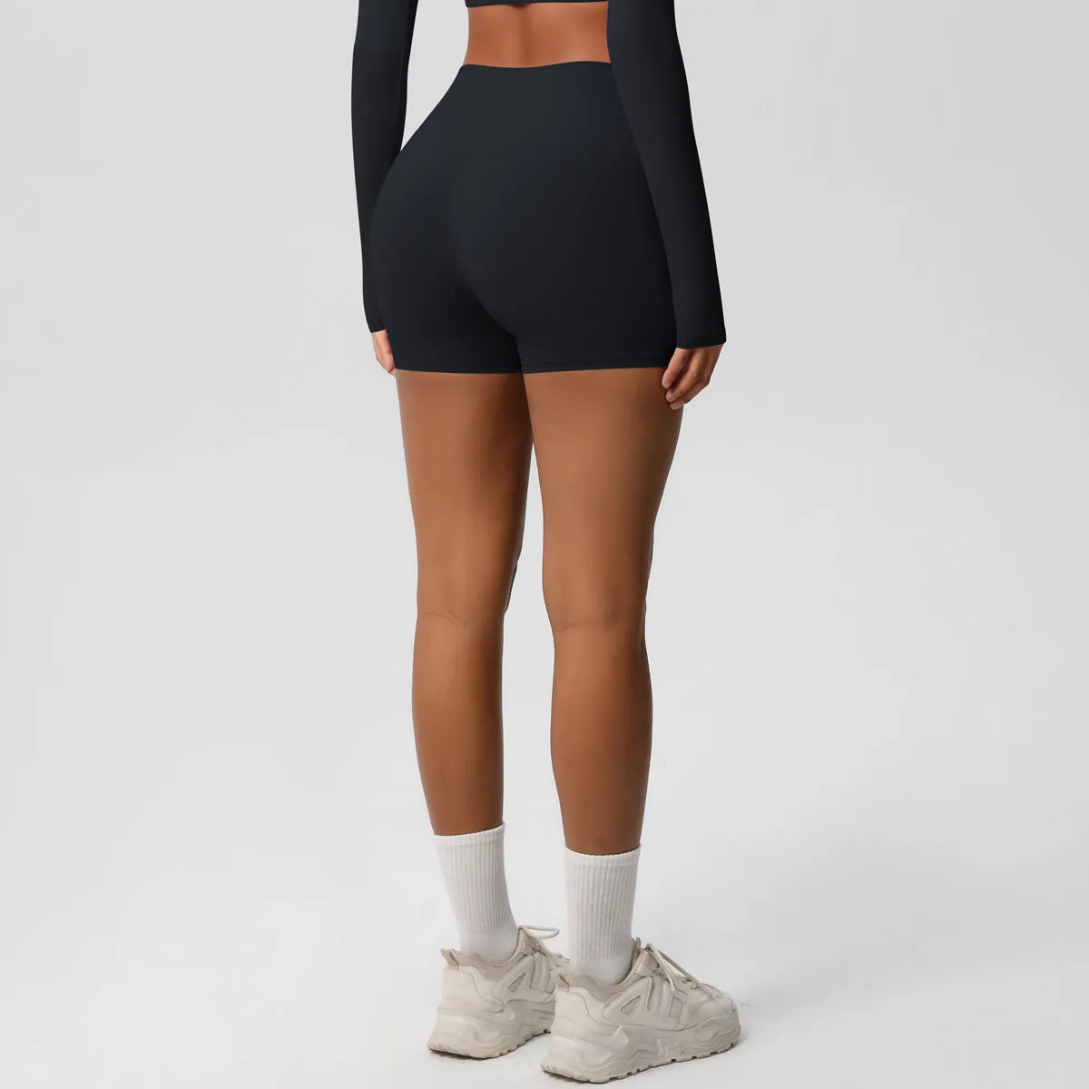 High-Waisted Solid Yoga and Fitness Shorts for Active Comfort