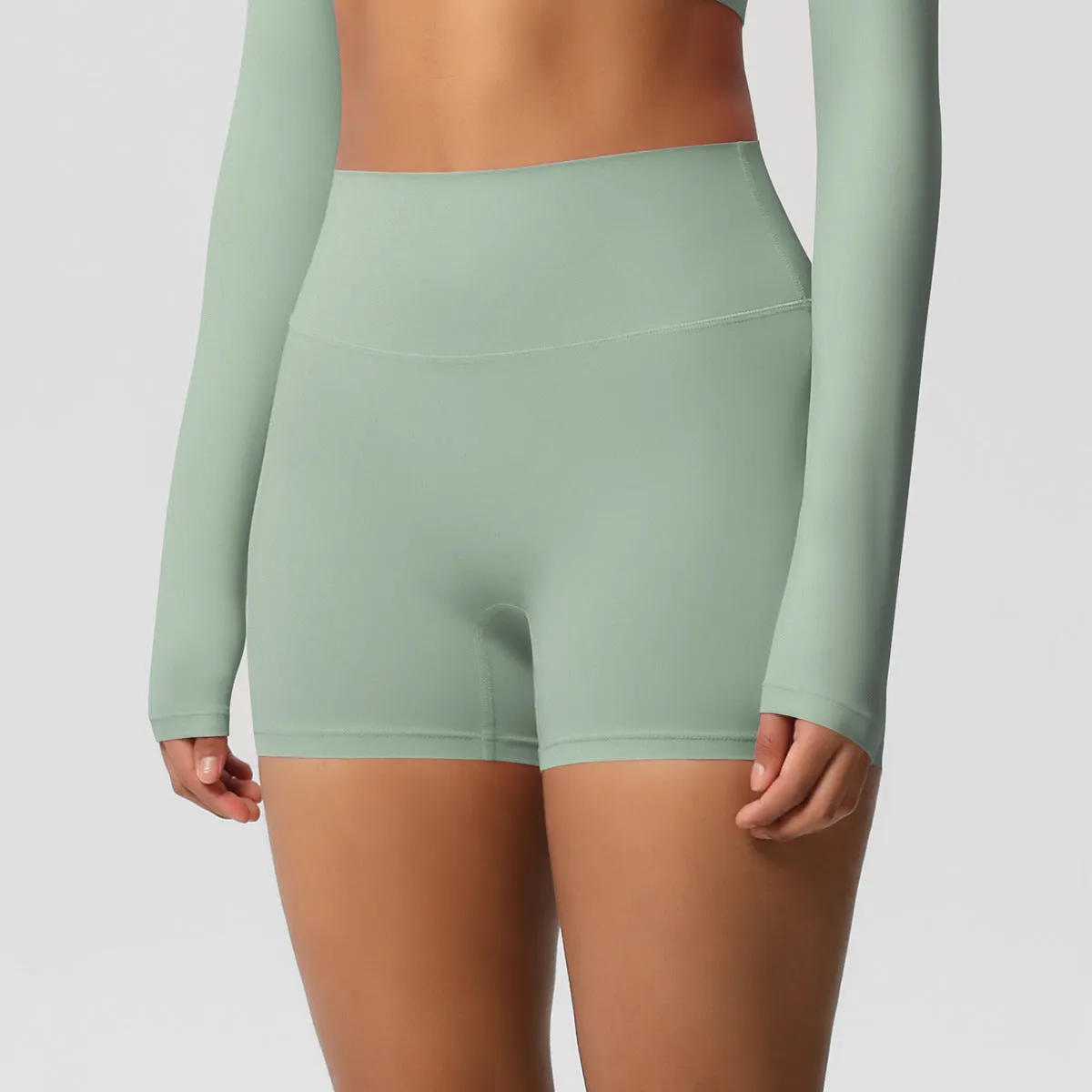 High-Waisted Solid Yoga and Fitness Shorts for Active Comfort