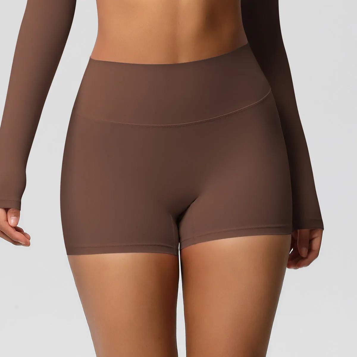 High-Waisted Solid Yoga and Fitness Shorts for Active Comfort