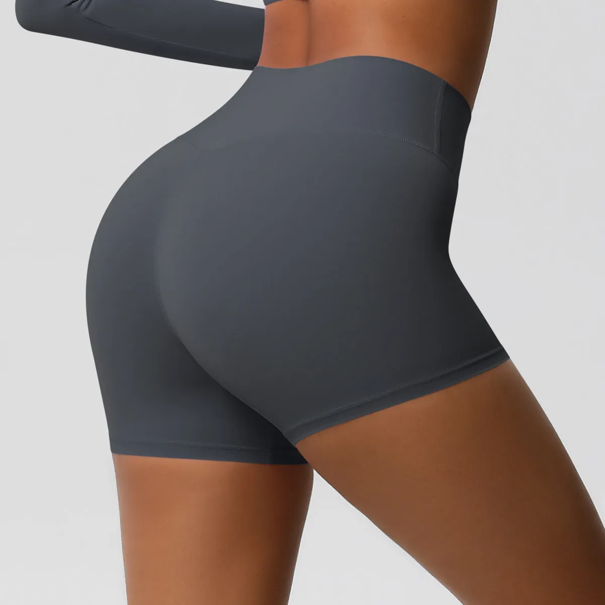 High-Waisted Solid Yoga and Fitness Shorts for Active Comfort