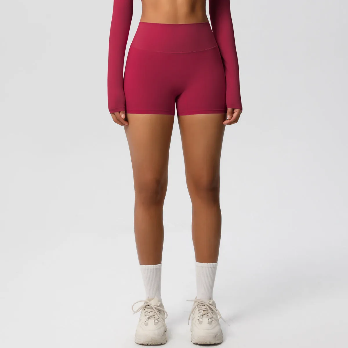 High-Waisted Solid Yoga and Fitness Shorts for Active Comfort