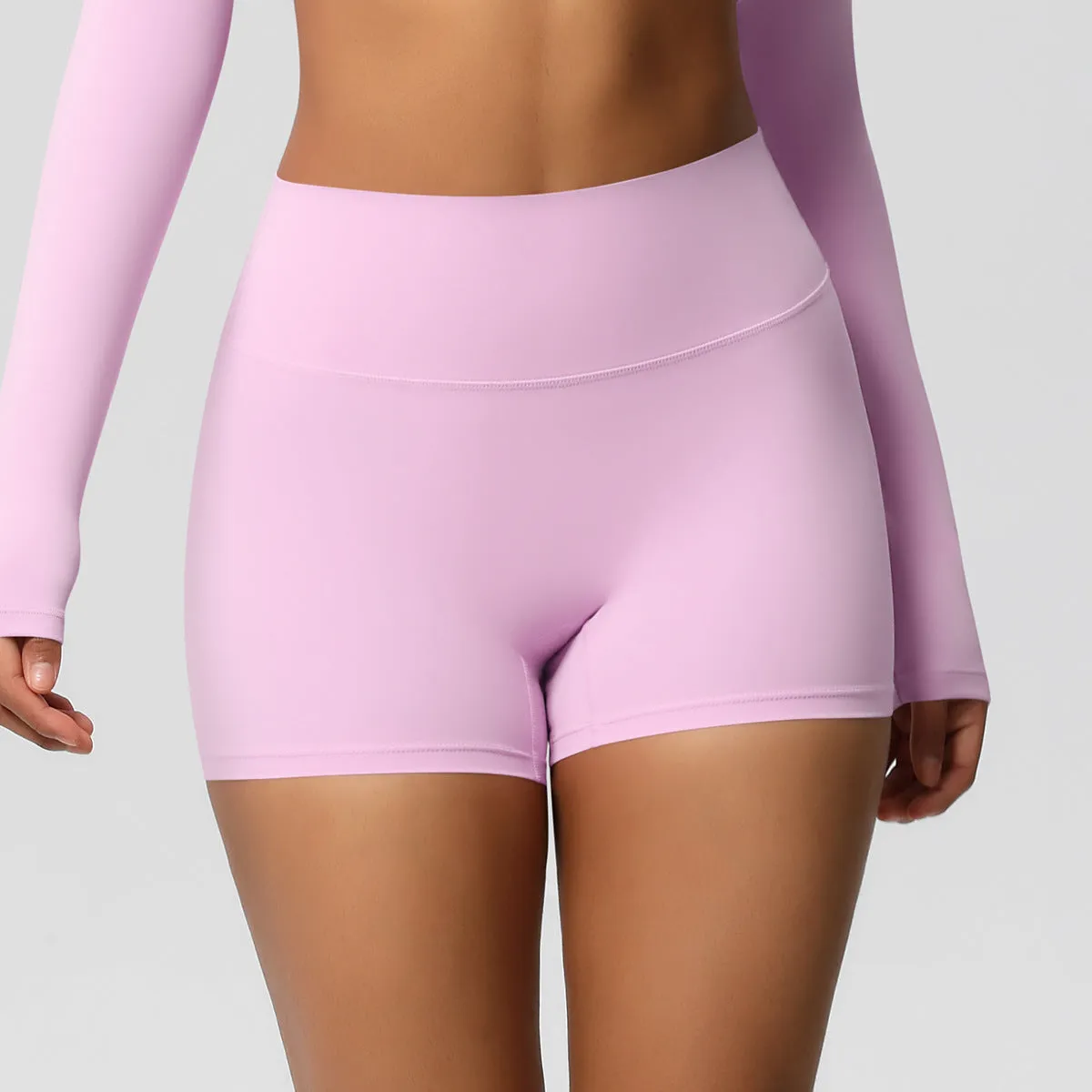 High-Waisted Solid Yoga and Fitness Shorts for Active Comfort