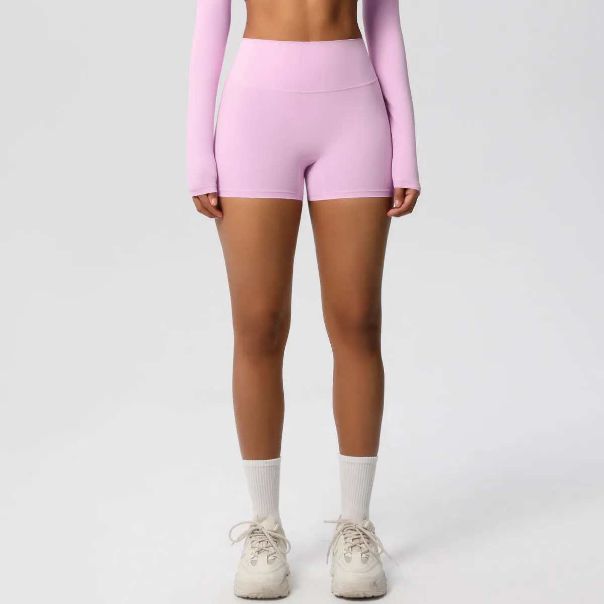 High-Waisted Solid Yoga and Fitness Shorts for Active Comfort