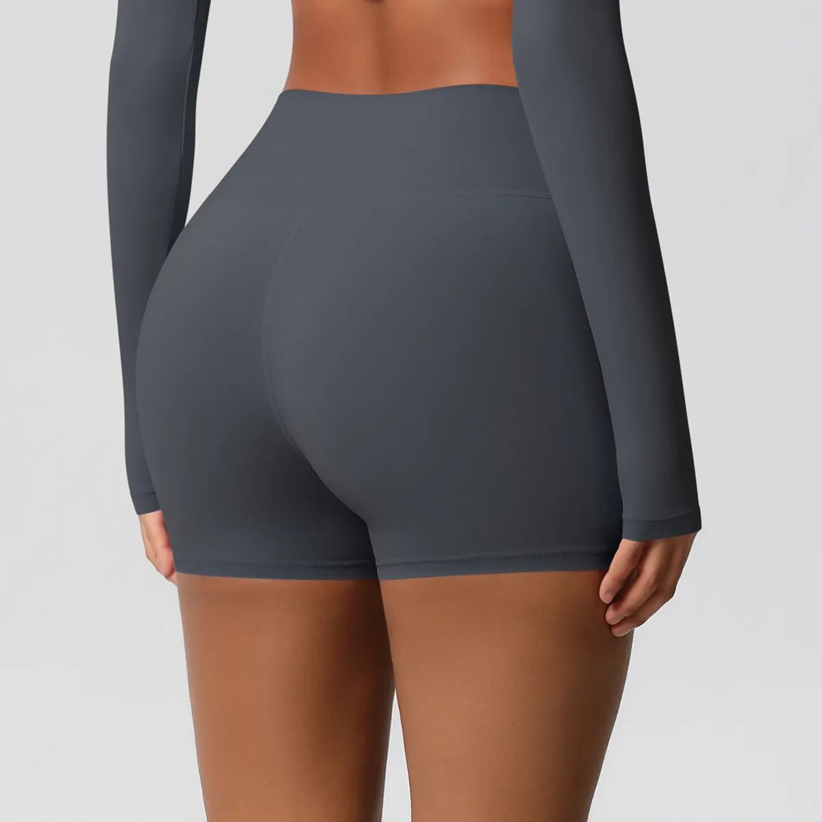 High-Waisted Solid Yoga and Fitness Shorts for Active Comfort