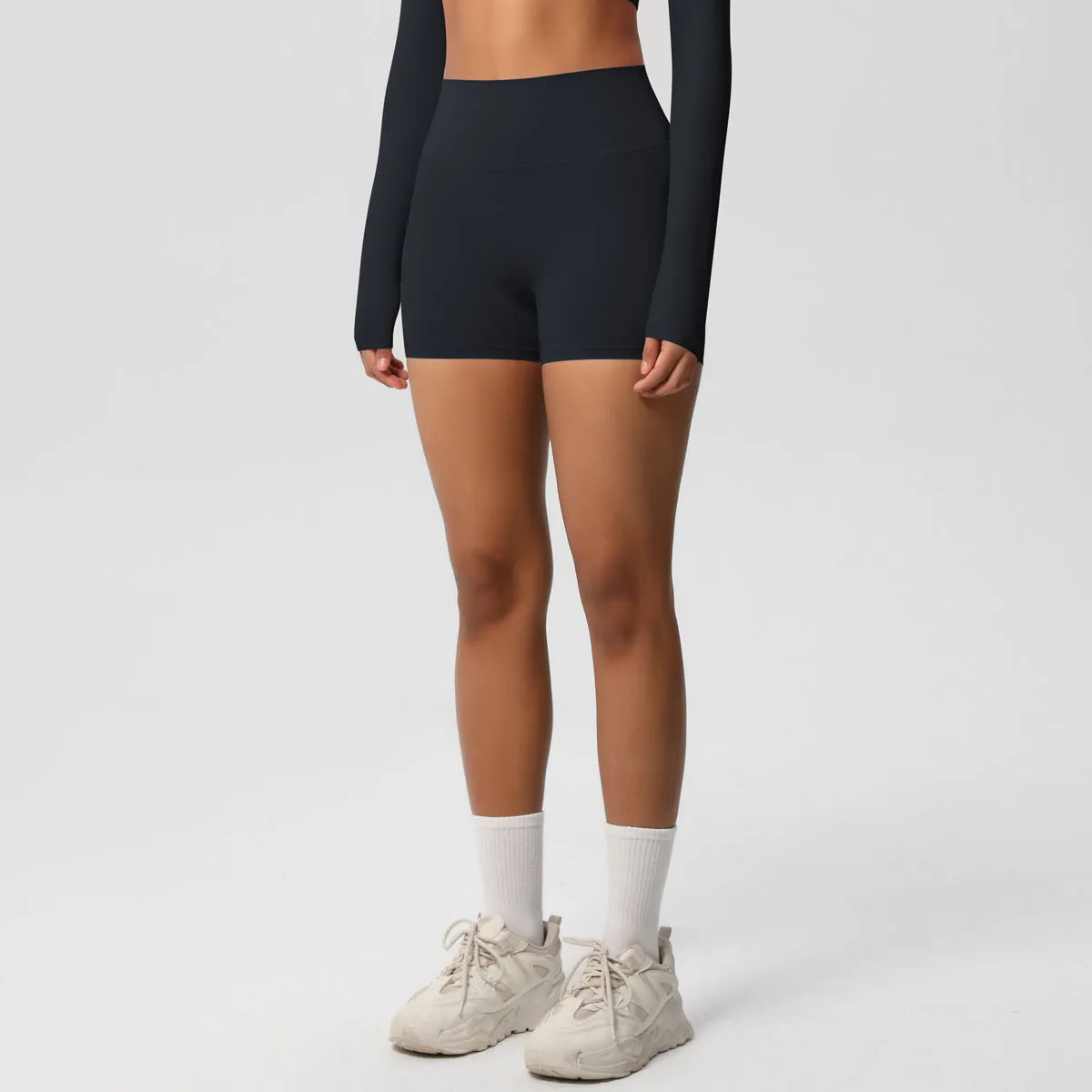 High-Waisted Solid Yoga and Fitness Shorts for Active Comfort