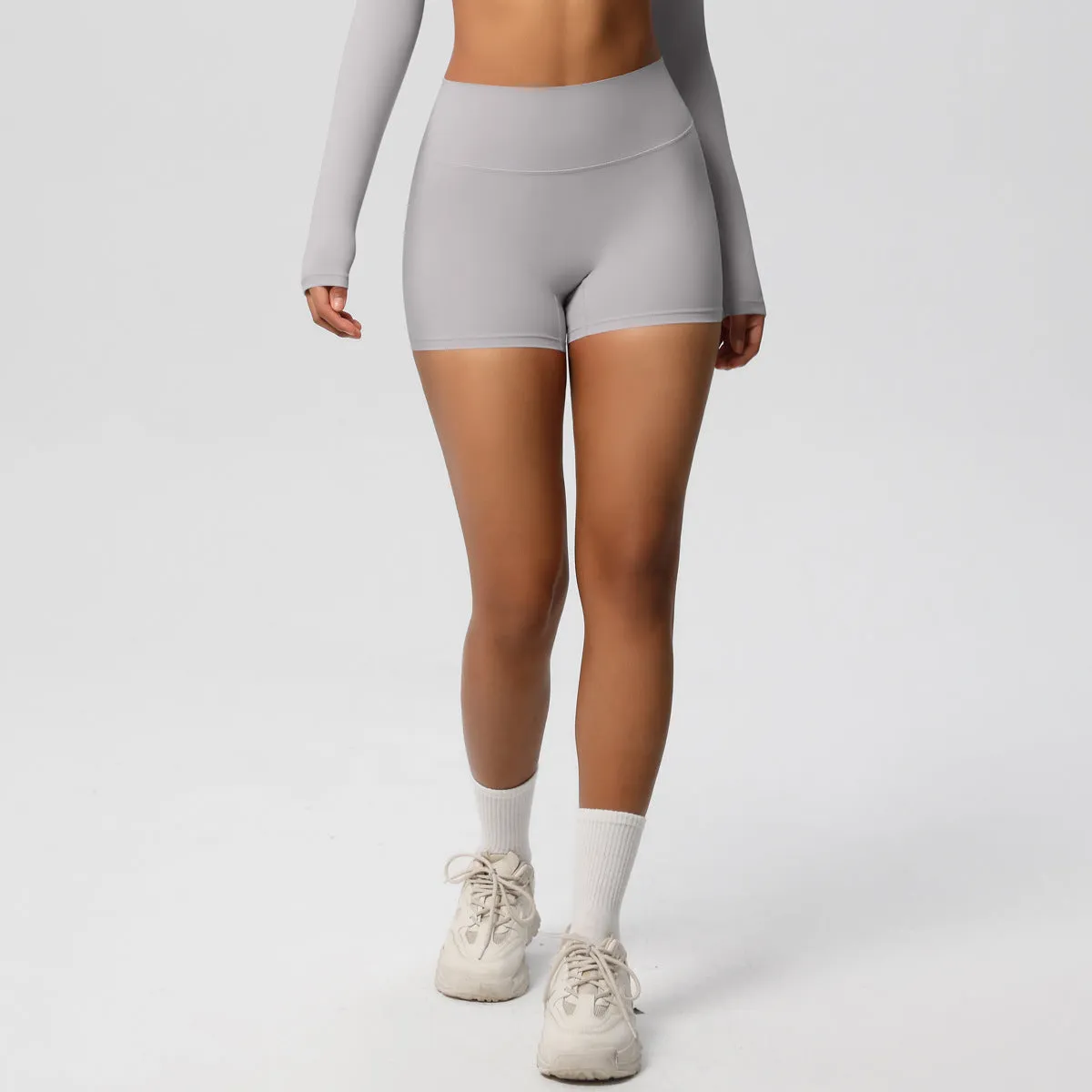 High-Waisted Solid Yoga and Fitness Shorts for Active Comfort