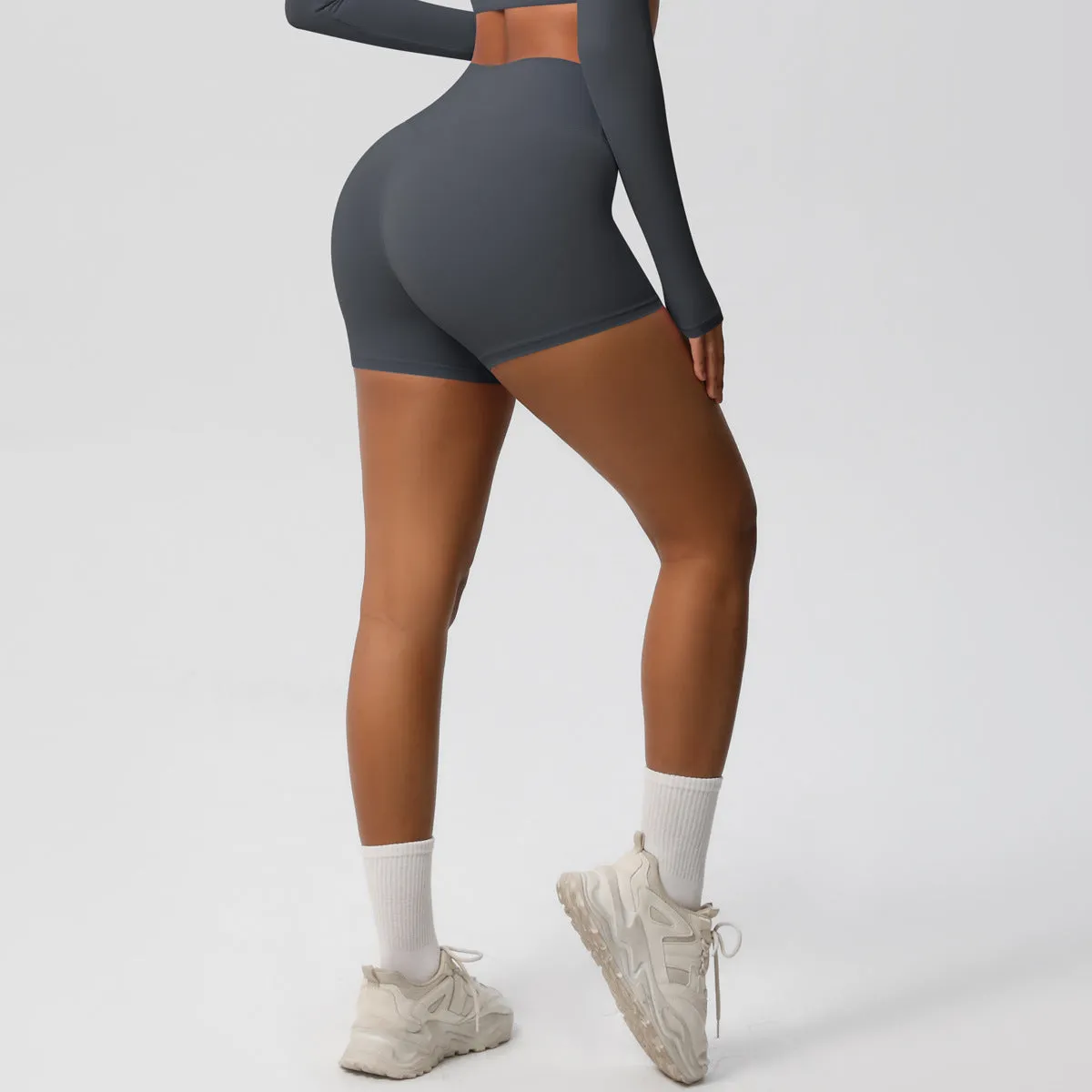 High-Waisted Solid Yoga and Fitness Shorts for Active Comfort